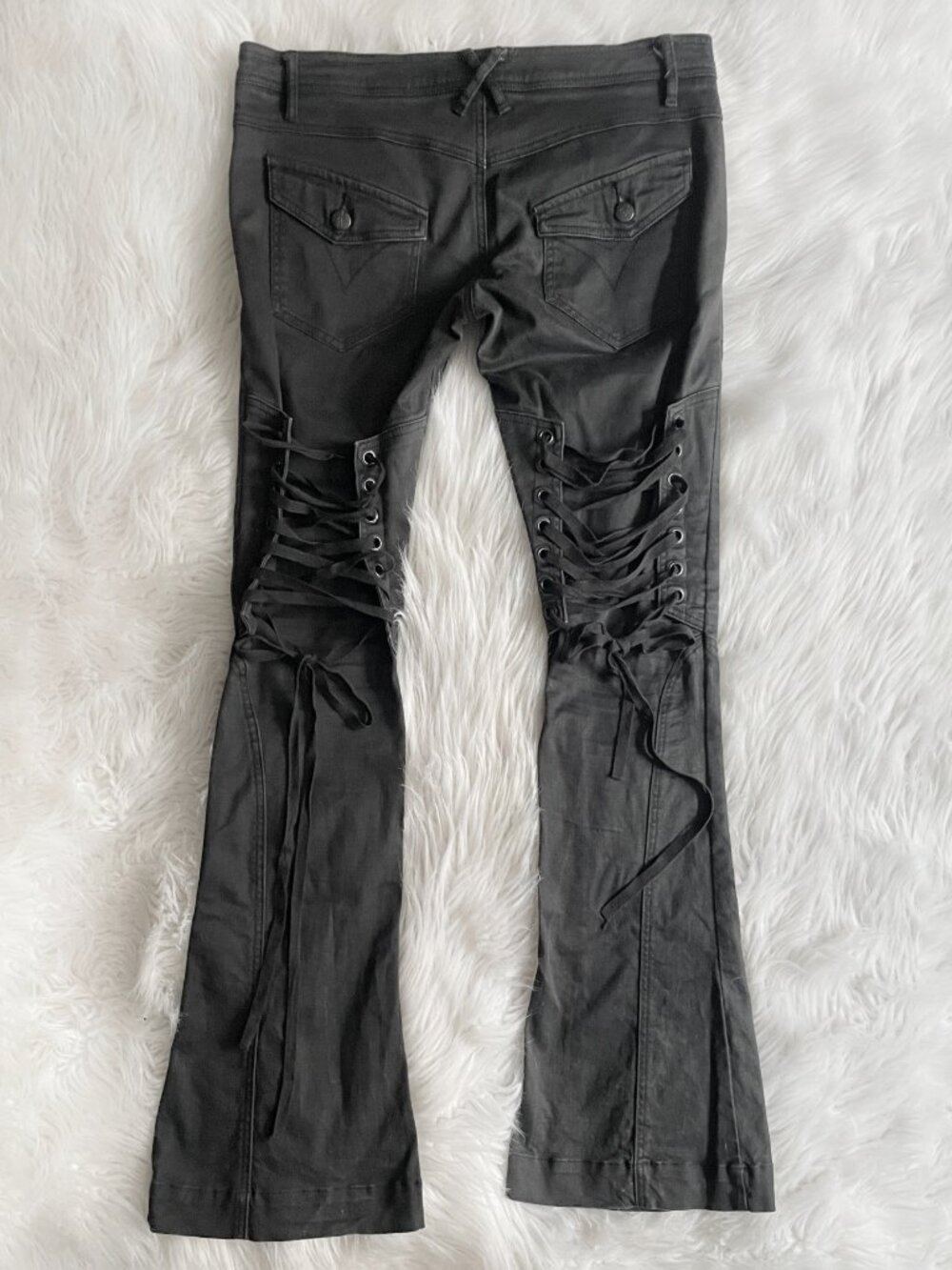 RARE vintage Lip Service corset lace up low rise black flare jeans size L